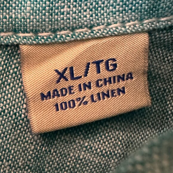 EUC Tommy Bahama Teal Green Long Sleeve Linen Button Down Shirt in Men's X-Large - Picture 3 of 10